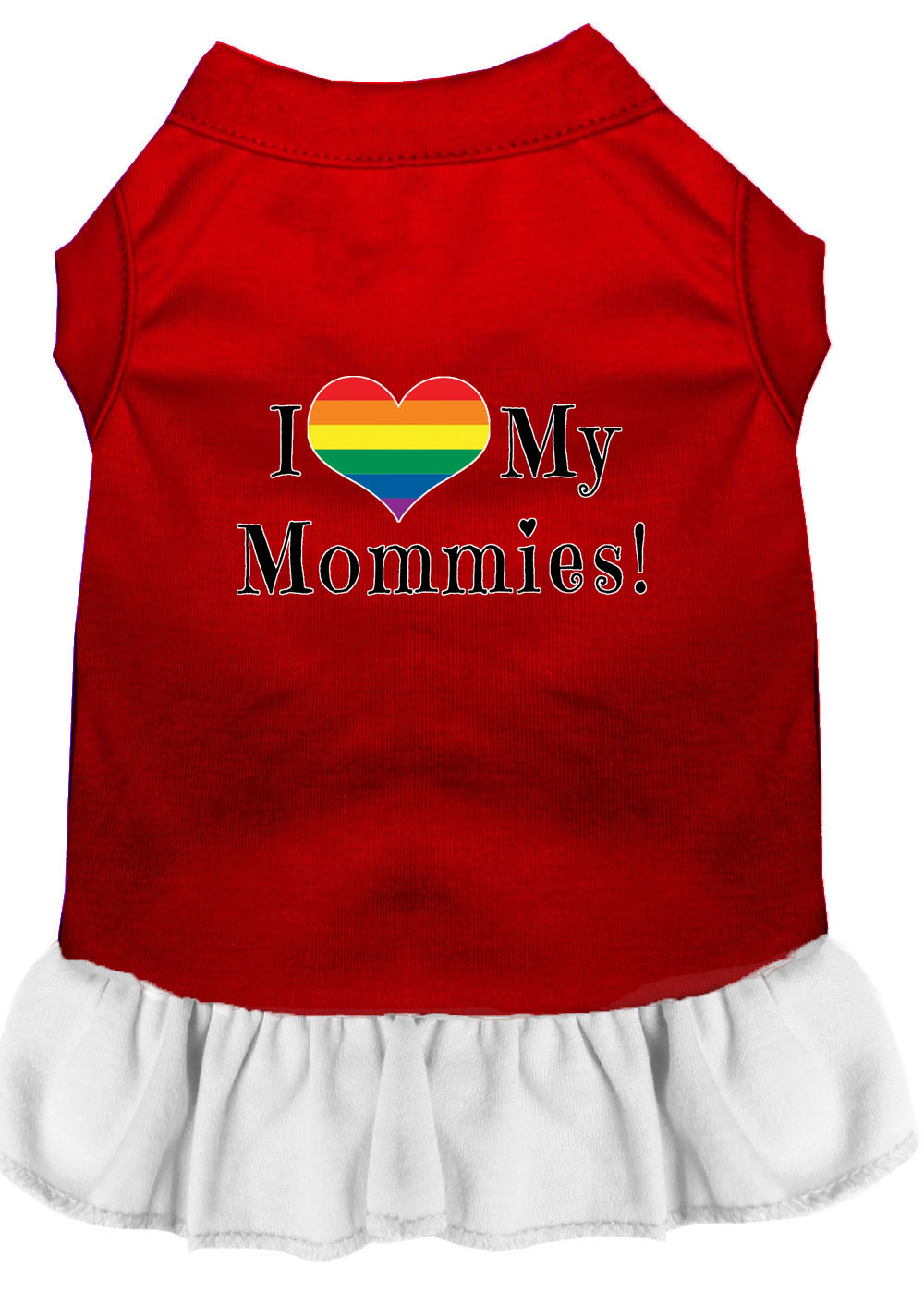 I Heart my Mommies Screen Print Dog Dress Red with White Med
